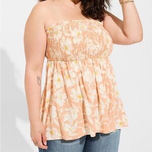 Torrid slub smocked floral tube top babydoll size 3X plus size